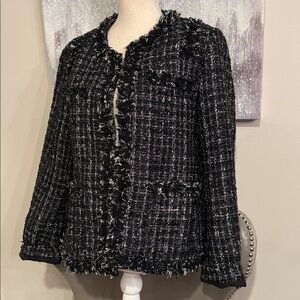 Ebossy Women's Black Tweed Jacket Size Large